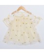Pineapple Embroidery Girls Short Sleeve Summer Casual Dress For 2Y-9Y