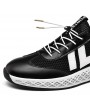 Men Mesh Leather Splicing Breathable Slip Resistant Sport Casual Running Sneakers