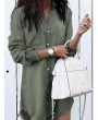 Casual Solid Color Button Long Sleeve Denim Blouse