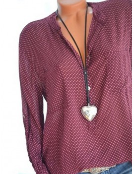 Casual Polka Dot Print Loose Long Sleeve Blouse For Women