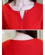 Chiffon Solid Color Bell Sleeve O-neck T-shirt