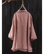 Solid Color Layered Frog Button Vintage Blouse