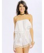 Women Casual Off Shoulder Lace-up Bandage Sleeveless Jumpsuit