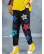 Letter Embroidered Stars Patch Jeans For Women