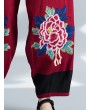 Vintage Embroidery Elastic Waist Women Wide Leg Pants