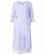 Women 3/4 Sleeve Fake Two Pieces Printed Split Vintage Maxi Dress