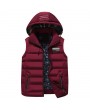 Warm Striped Cotton Detachable Hooded Zipper Pockets Vest for Men