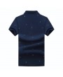 Summer Mens Short Sleeved Turndown Collar Sailing Boats Printing Golf Shirt